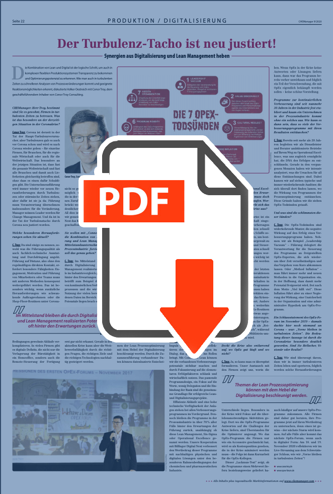 PDF-Ausgabe Presseartikel CHEManager Interview mit Conor Troy - Der Turbulenz-Tacho ist neu justiert